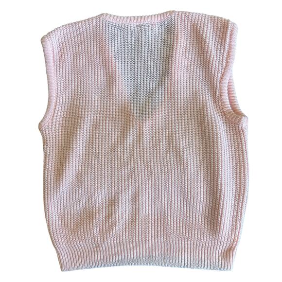 Vtg Knit Pastel Pink Pullover Sweater Vest Small Kawaii Coquette Dollcore Cute - Picture 3 of 3